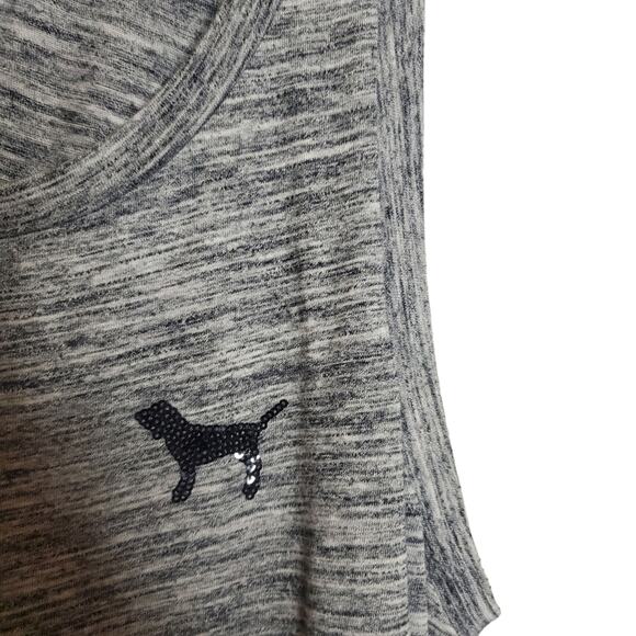 PINK Victoria's Secret Bling Sequin Grey Tank Top Logo Women's Size Medium - Picture 6 of 12